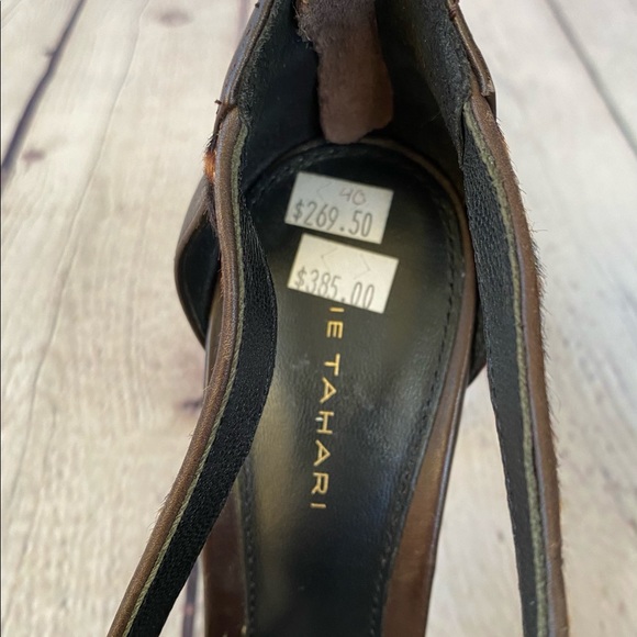 ELIE TAHARI Brown Calf Hair Leopard Print Heels - Picture 3 of 12